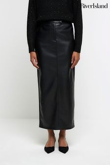 River Island Black Column Tailored Skirt (Q45864) | $64