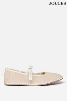 Joules Maddison Neutral Canvas Mary Jane Shoes (Q46097) | kr519