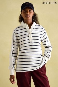 Joules Southwold Navy Button Down Striped Sweatshirt (Q46149) | $103