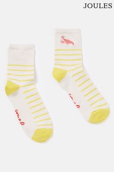 Joules Embroidered Yellow/White Ankle Socks (Q46338) | $17