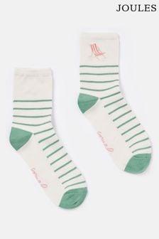 Joules Embroidered Green/White Ankle Socks (Q46525) | $17