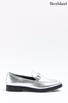 River Island Silver Flat Snaffle Loafers (Q48077) | €17.50