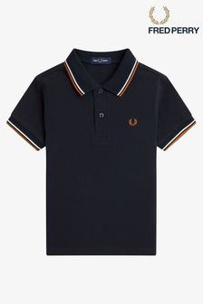 Темно-синий/светло-бежевый/ореховые хлопья - Детская рубашка поло с контрастной отделкой Fred Perry (Q48096) | €66