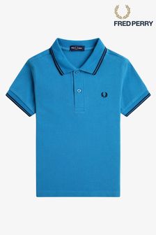 Ozeanblau/Marineblau - Fred Perry Kids Poloshirt mit doppelten Zierstreifen (Q48098) | 68 €