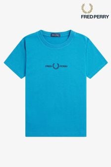 Голубой Ocean - Детская футболка с вышивкой Fred Perry (Q48100) | €44