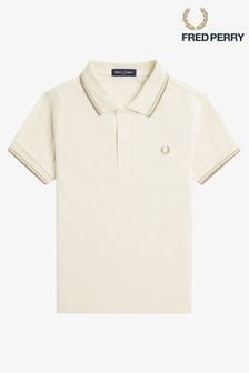 Светло-бежевый/овсяный/песок - Детская рубашка поло с контрастной отделкой Fred Perry (Q48101) | €66