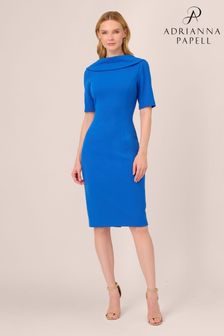 Adrianna Papell Blue Roll Neck Sheath Dress With V-Back (Q48241) | LEI 651