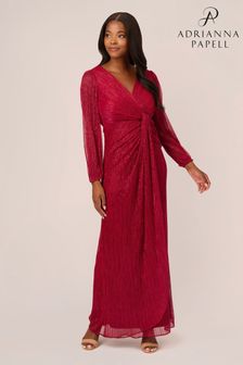 Adrianna Papell Red Metallic Mesh Draped Gown (Q48254) | €326