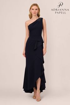 Adrianna Papell Blue Studio Beaded Knit Crepe Gown