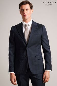 Ted Baker Blue Wool Jacquard Check Suit Jacket (Q48286) | 1,025 zł