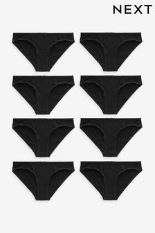 Black Bikini Cotton Rich Knickers 8 Pack (Q48297) | kr240