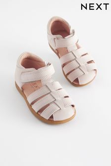 Stone Standard Fit (F) Baby Touch Fastening Leather First Walker Sandals (Q48299) | $37