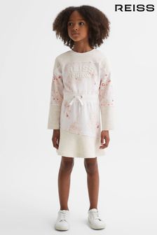 Reiss Pink Kendrix Junior Cotton Blend Drawstring Dress (Q48626) | $92