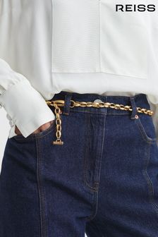 Reiss Gold Cammie Oval Metal Chain Belt (Q48631) | AED634
