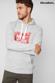 Grau - Threadbare Kapuzensweatshirt mit Vintage-Grafik (Q48750) | 37 €
