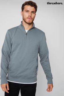 Threadbare Blue 1/4 Zip Neck Sweatshirt (Q48772) | $38