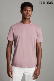 Reiss Dusty Rose Bless Cotton Crew Neck T-Shirt (Q48800) | 206 QAR
