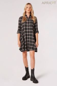 黑色 - Apricot平織布格紋襯衫洋裝 (Q48840) | HK$308