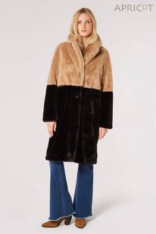 Apricot Brown Two Tone Reversible Suede Faux Fur Coat (Q48874) | HK$915