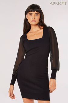 黑色 - Apricot方領雪紡緊身洋裝 (Q48886) | HK$360