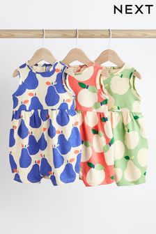 Bright Blue/Green/Orange Fruit Baby Vest Rompers 3 Pack (Q48959) | SGD 30 - SGD 37