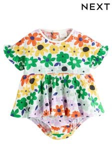 Fleurs multicolores de couleurs vives - Barboteuse à jupe bébé (Q48961) | €9 - €12