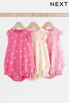 Pink/White Heart Baby Bloomer Rompers 3 Pack (Q48963) | 79 QAR - 104 QAR