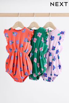 Multi Bright Floral 3 Pack Baby Bloomer Romper (Q48971) | LEI 132 - LEI 166