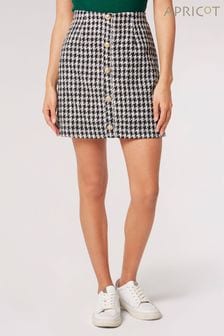 Apricot Dogtooth Gold Button Skirt (Q49004) | KRW74,700