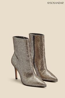 Sosandar Gold Glitter Pointed Toe Ankle Boots (Q49058) | ₪ 629