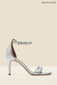 Sosandar Silver Barely There High Heel Sandals (Q49072) | AED438