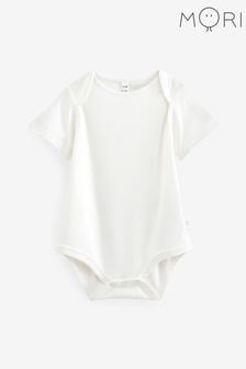 MORI Organic Cotton & Bamboo Short Sleeve Envelope Neckline Bodysuit (Q49251) | kr234