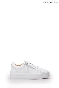 Moda In Pelle Abbiy Chunky Slab Sole Side Zip Lace Up Trainers