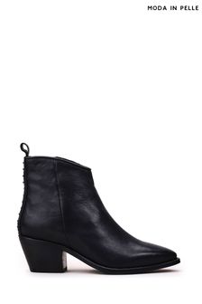 Moda In Pelle Camola Plain Chunky Lace-Up Black Ankle Boots (Q49274) | AED605