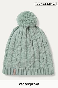 Albastru - Sealskinz Hemsby Waterproof Cold Weather Cable Knit Bobble Hat (Q49450) | 209 LEI