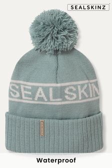 Grau - Sealskinz Heacham Wasserdichte Mütze für kaltes Wetter mit Bommel und Logo (Q49477) | 54 €