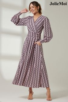 Jolie Moi Pink Renea Long Sleeve Maxi Dress (Q49534) | €89
