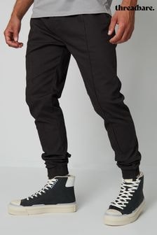 Threadbare Black Slim Fit Cuffed Casual Trousers With Stretch (Q49556) | $51