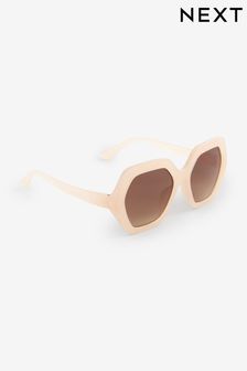 Cream Hexagon Sunglasses (Q49602) | KRW14,900 - KRW17,100