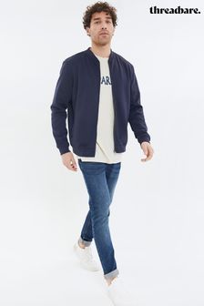 Threadbare Blue Fleece Zip Through Varsity Bomber Jacket (Q49725) | ₪ 140