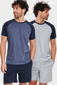 Threadbare Blue Short Sleeve Cotton Blend Pyjamas 2 Pack (Q49774) | $60