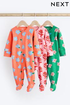 Orange Baby 2 Way Zip Sleepsuit 3 Pack (0mths-2yrs) (Q49844) | 113 SAR - 125 SAR