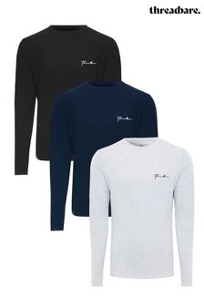 Biały - Threadbare Cotton Long Sleeve T-shirt 3 Pack (Q50667) | 215 zł