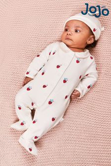 Creme - Jojo Maman Bébé bestickte Baby Mütze/Hut​​​​​​​ aus Baumwolle (Q50725) | 8 €
