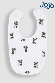 JoJo Maman Bébé White Panda Embroidered Bibs (Q50726) | 30 QAR