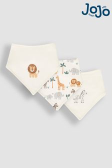 乳白色狩獵動物 - Jojo Maman Bébé 3件裝棉質嬰兒口水巾圍兜 (Q50742) | NT$560