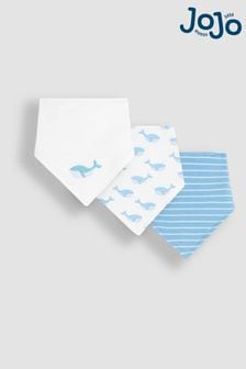 藍色鯨魚 - Jojo Maman Bébé 3件裝棉質嬰兒口水巾圍兜 (Q50743) | NT$560