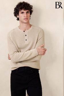 Beige - Banana Republic Sante Merino Henley Jumper (Q50910) | kr1 740