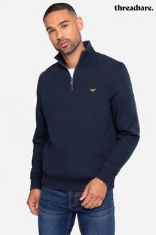 Threadbare Navy 1/4 Zip Neck Sweatshirt (Q50966) | $48