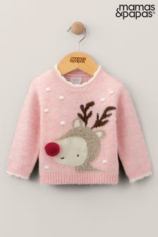 Mamas & Papas Pink Reindeer Christmas Jumper (Q51078) | €13